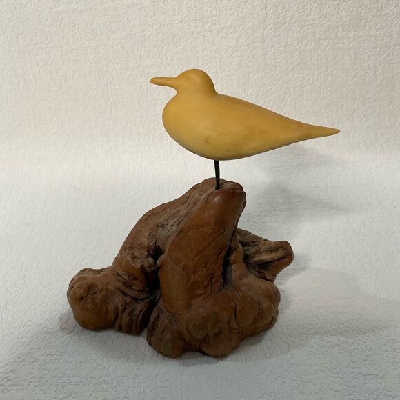 Vintage John Perry Single Seagull On Burlwood Sculpture Sign1986 Bird Figurine * - Picture 2 of 9